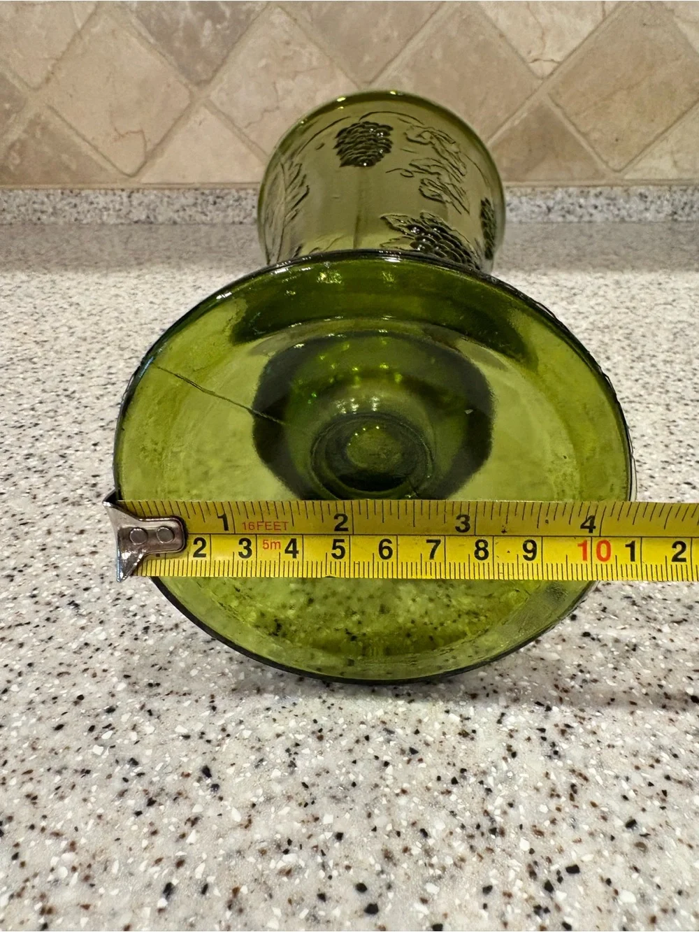 Vintage Indiana Glass harvest green footed trumpet vase